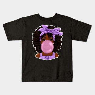 Purple Bubble Gum | Pretty Girl Art Design Kids T-Shirt